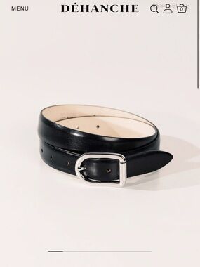 Déhanche Mija Black Leather Belt with Silver Buckle (S)